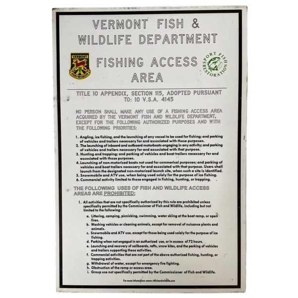 Vintage Sign - Vermont Fish & Wildlife