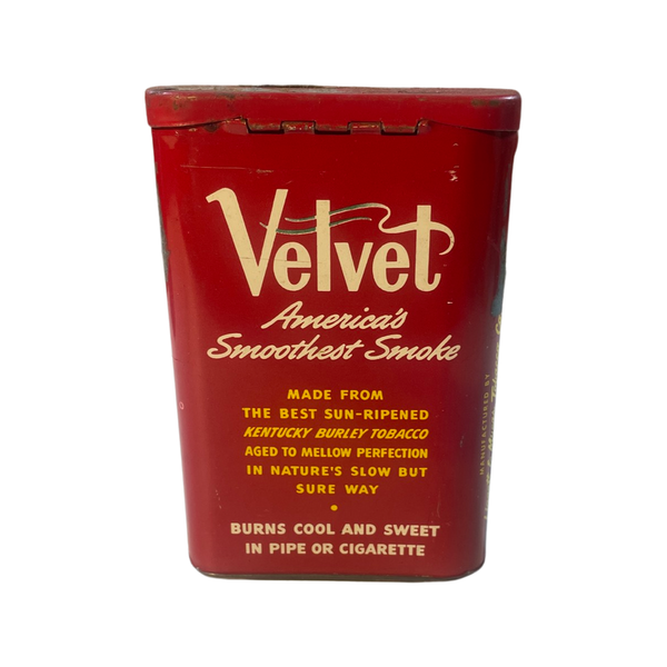 vintage velvet tobacco tin Antique Vertical Pocket 1910 Sealed Velvet Tobacco tin from
